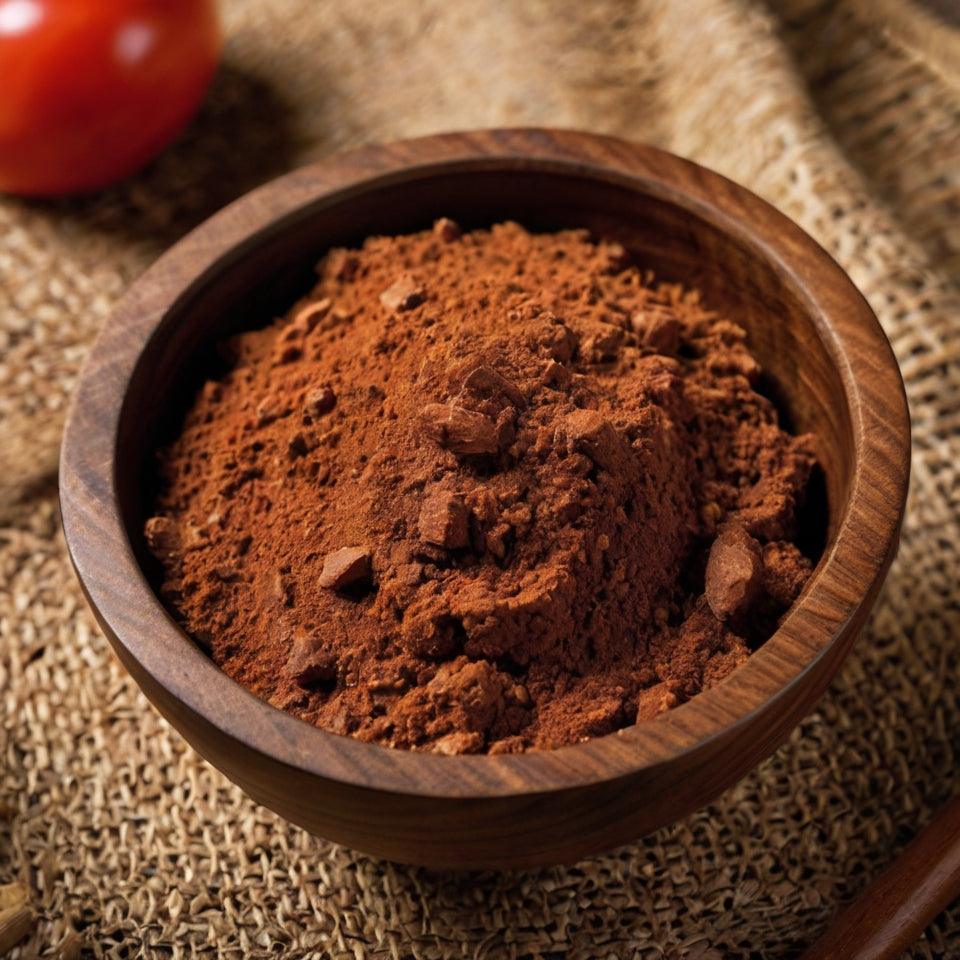 Authentic red Chebe powder from Croton gratissimus plant used in traditional Chad hair rituals for length retention