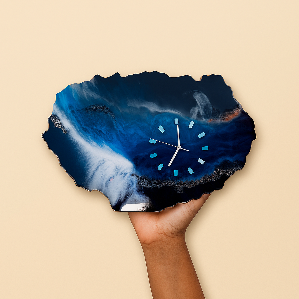 Deep Blue Geode Wall Clock