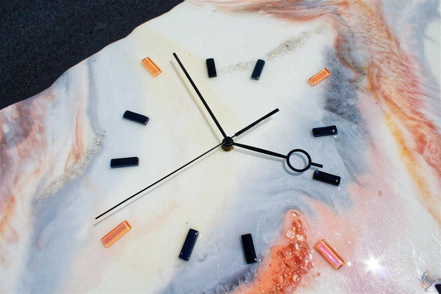 Coral Rose Pink Geode Wall Clock - EKK Candle Art