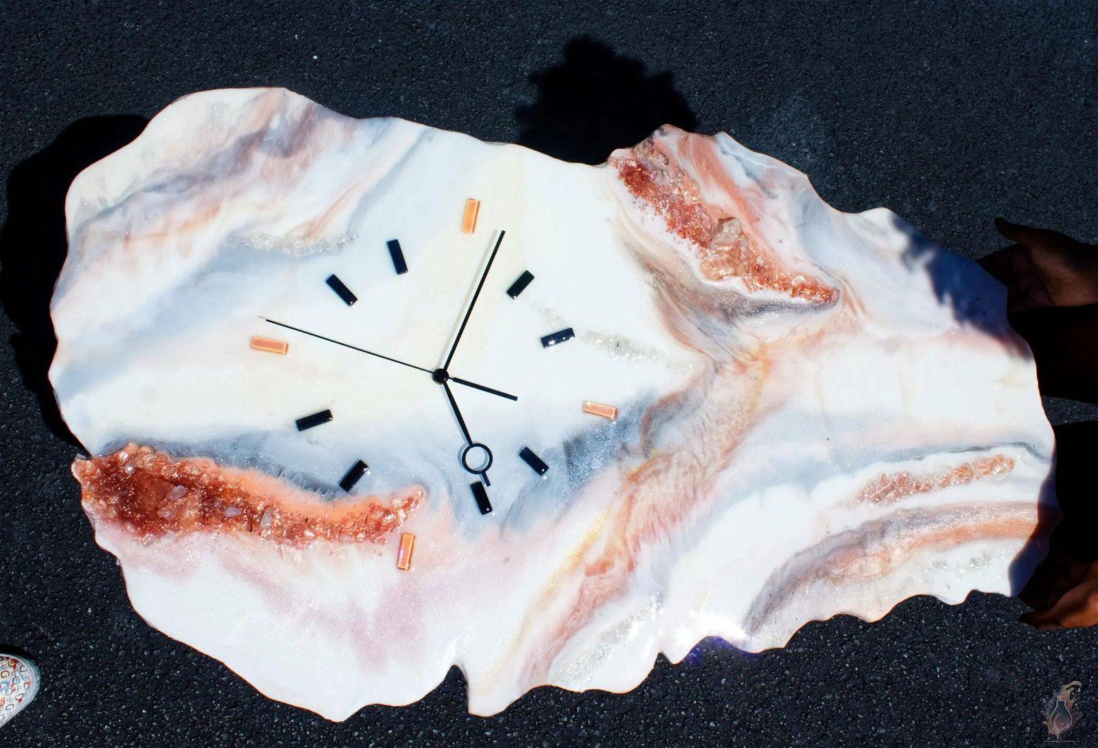 Coral Rose Pink Geode Wall Clock - EKK Candle Art