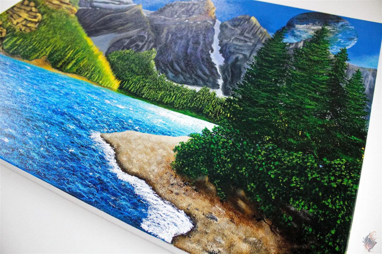 Somewhere - Tranquil mountain landscape painting - EKK Candle Art