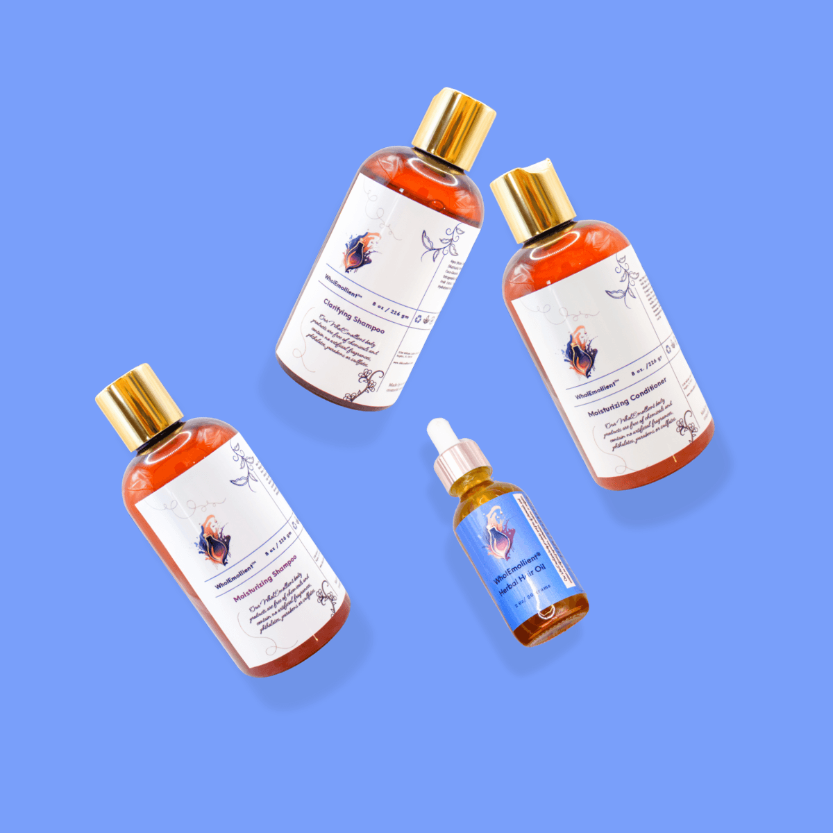 WholEmollient Hair Care Bundle with Chebe and Qasil Herbal Hair Oil 